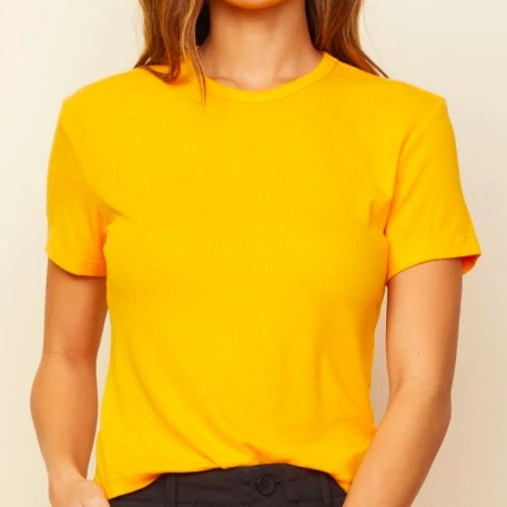 NWT MONROW Rib 50's Tee Sz XL short sleeve  in Marigold yellow cotton